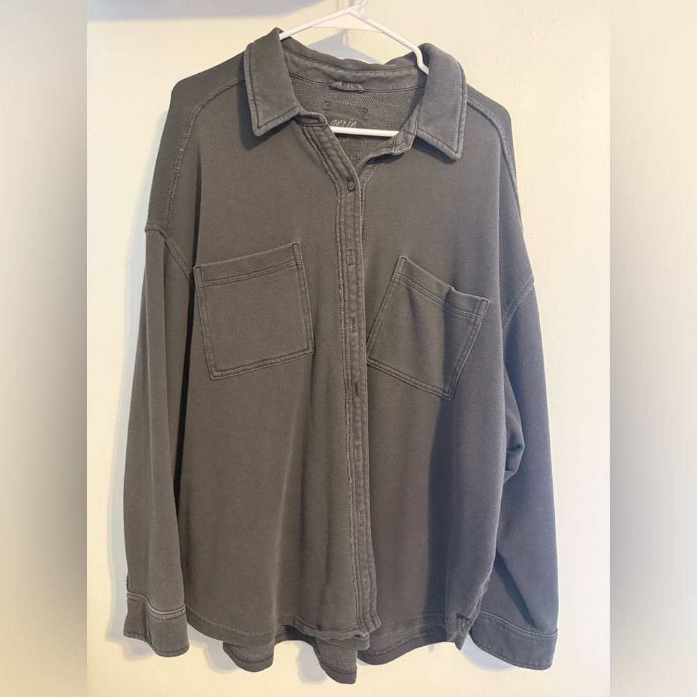Aerie Charcoal Shirt Jacket